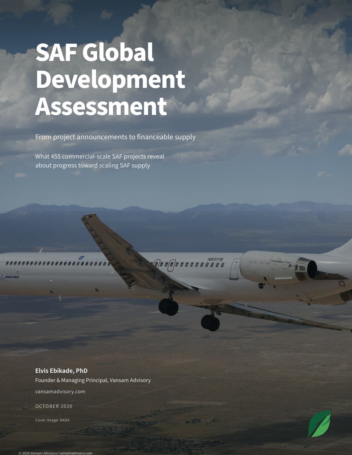 Cover of the SAF Global Development Assessment report by Vansam Advisory, October 2026